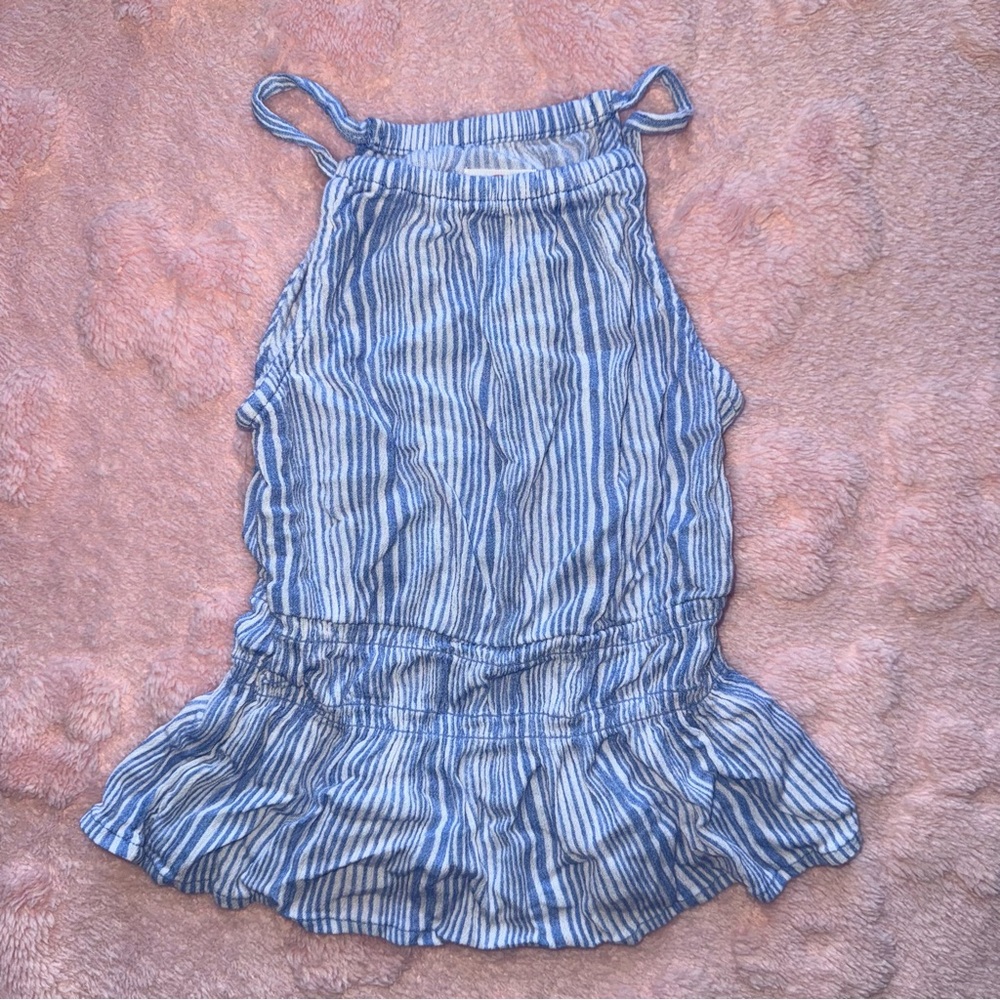 Blue White Striped Girls Wonder Nation Size XS 4/5 Casual Sleeveless Shirt Top